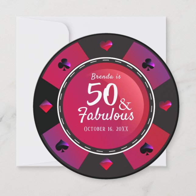 Las Vegas Casino 50 & Fabulous Birthday Party Invitation (Front)