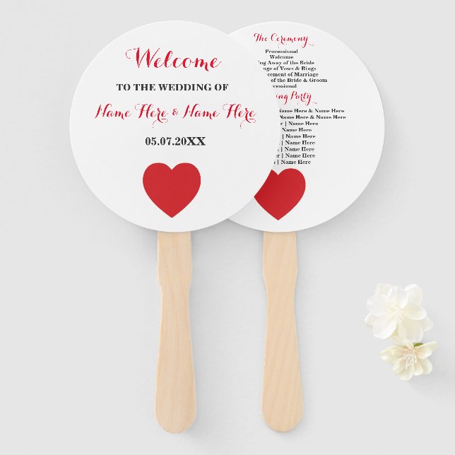 Las Vegas Casino Ace of Hearts Wedding Program Fan (Front and Back)