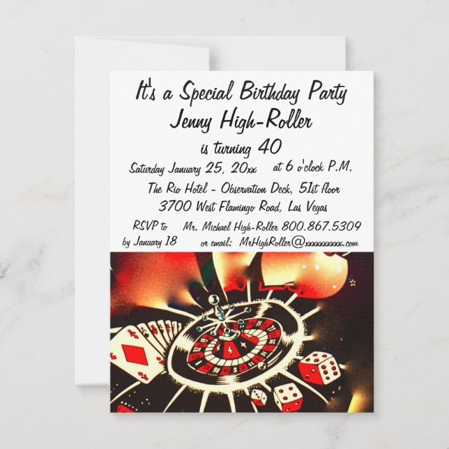 Las Vegas Casino Birthday Celebration Invitation (Front)