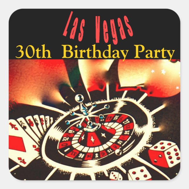 Las Vegas Casino Birthday Party Square Sticker (Front)