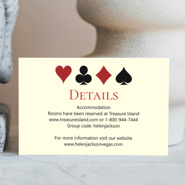 Las Vegas Casino Black Cream Wedding Details Enclosure Card (Creator Uploaded)