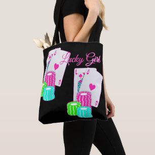 Las Vegas Casino Blackjack And Chips Lucky Girl Tote Bag