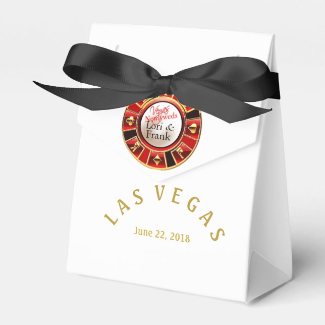 Las Vegas casino chip | white gold & red Favour Box (Front Side)