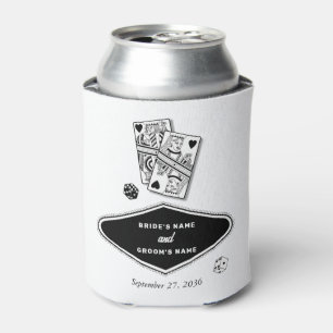 Las Vegas Casino Destination Wedding Black White Can Cooler