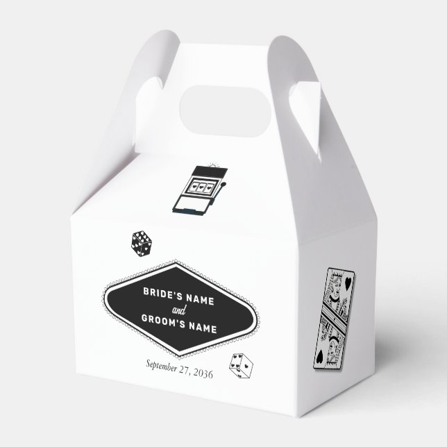Las Vegas Casino Destination Wedding Black White Favour Box (Front Side)
