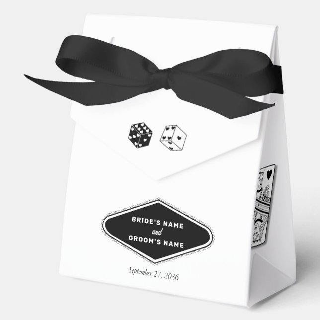 Las Vegas Casino Destination Wedding Black White Favour Box (Front)