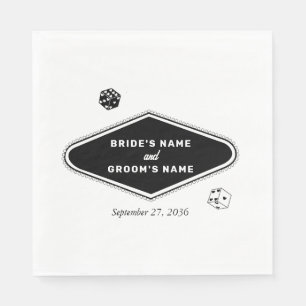 Las Vegas Casino Destination Wedding Black White Napkin