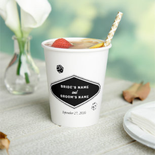 Las Vegas Casino Destination Wedding Black White Paper Cups