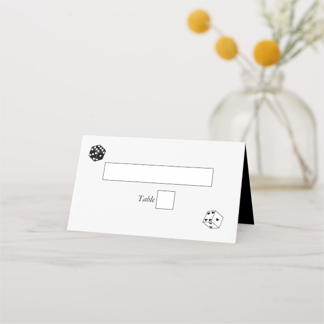Las Vegas Casino Destination Wedding Black White Place Card (Front)