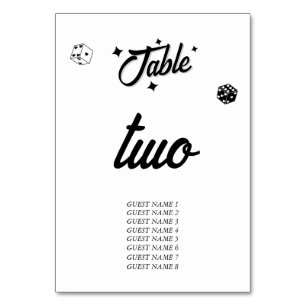 Las Vegas Casino Destination Wedding Black White Table Number