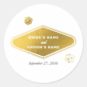 Las Vegas Casino Destination Wedding Gold Classic Round Sticker