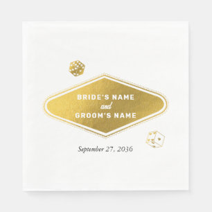 Las Vegas Casino Destination Wedding Gold Napkin