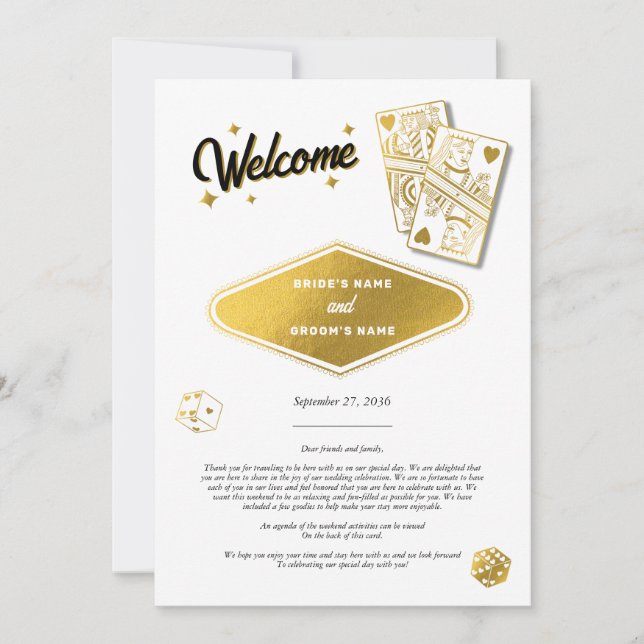 Las Vegas Casino Destination Wedding  Itinerary (Front)