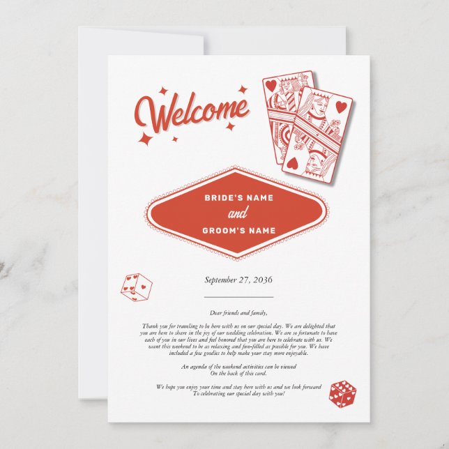 Las Vegas Casino Destination Wedding  Itinerary (Front)