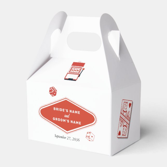 Las Vegas Casino Destination Wedding Red White Favour Box (Front Side)