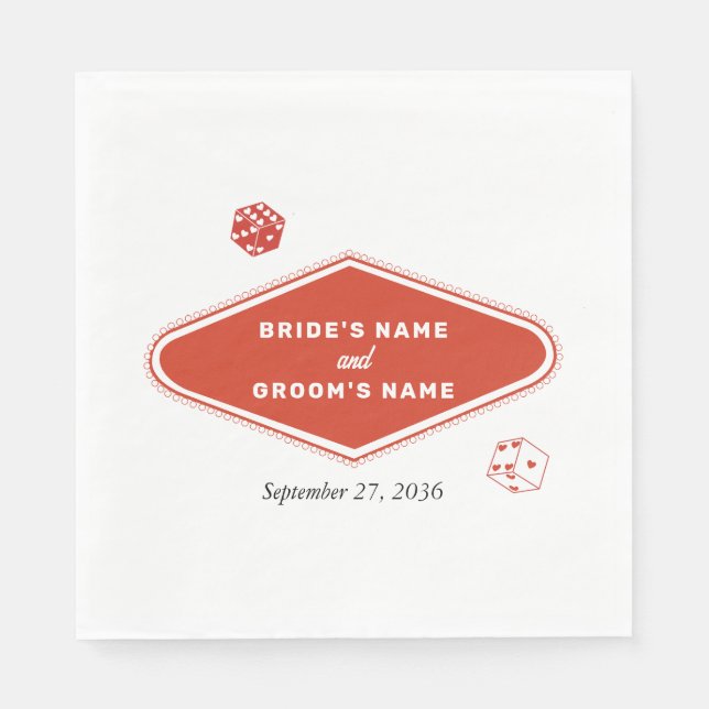 Las Vegas Casino Destination Wedding Red White Napkin (Front)