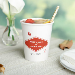 Las Vegas Casino Destination Wedding Red White Paper Cups