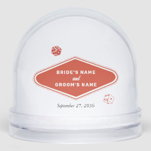 Las Vegas Casino Destination Wedding Red White Snowglobe