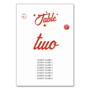 Las Vegas Casino Destination Wedding Red White Tab Table Number
