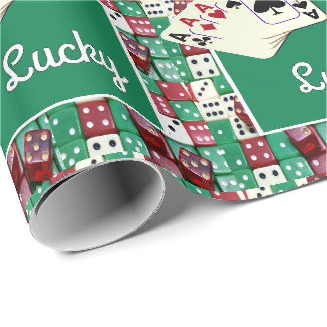 Las Vegas Casino Dice Aces Game Table Wrapping Paper (Roll Corner)