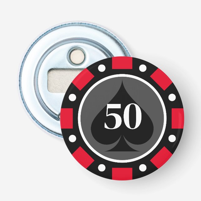 Las Vegas casino gambling game poker chip custom Bottle Opener (Front)