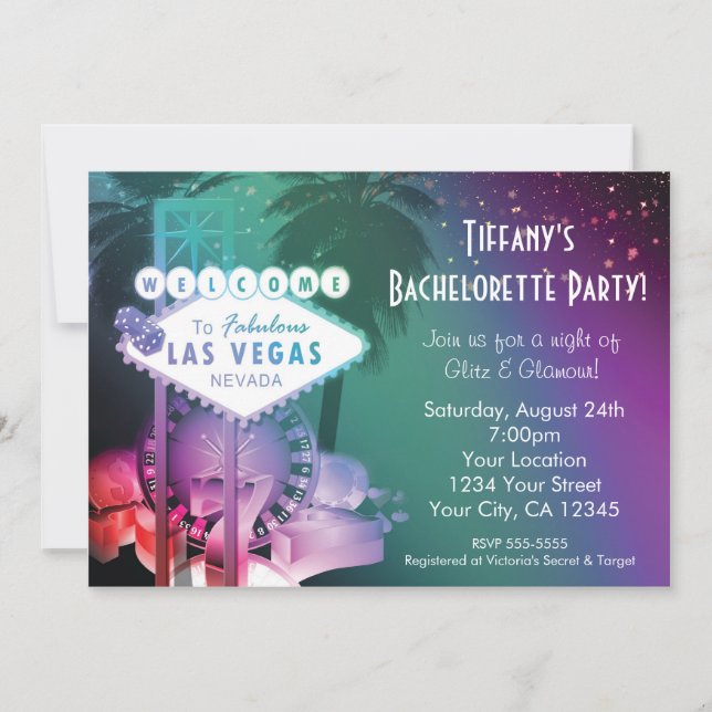 Las Vegas Casino Gambling Night Glam Invitation (Front)