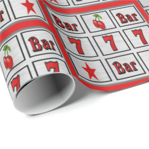Las Vegas Casino Gambling Slot Machine Bars 7's Wrapping Paper