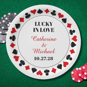 Las Vegas Casino Lucky In Love Wedding  Paper Plate