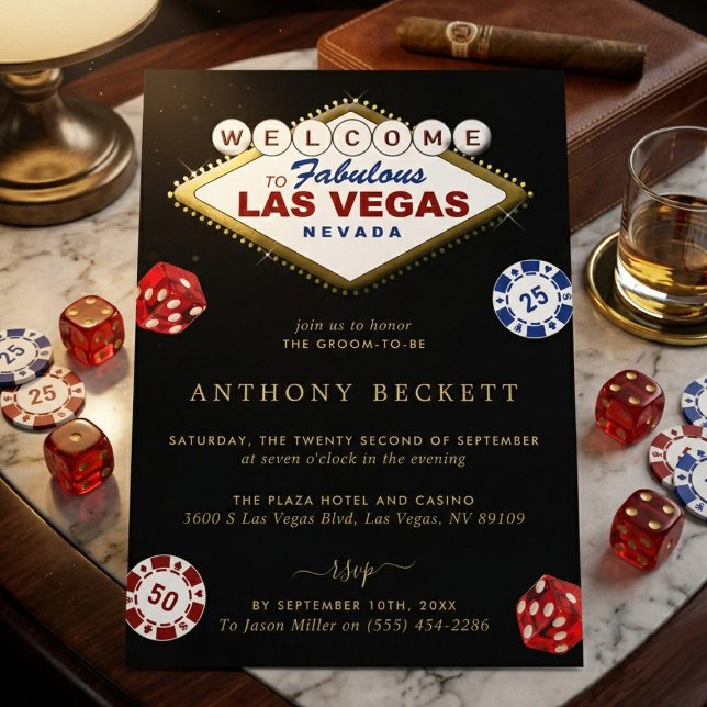 Las Vegas Casino Night Bachelor Party Invitation (Creator Uploaded)