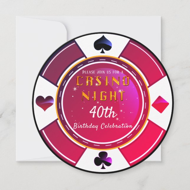 Las Vegas Casino Night Birthday Party Invitation (Front)