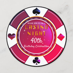 Las Vegas Casino Night Birthday Party Invitation