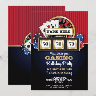 Las Vegas Casino Night Birthday Party Invite