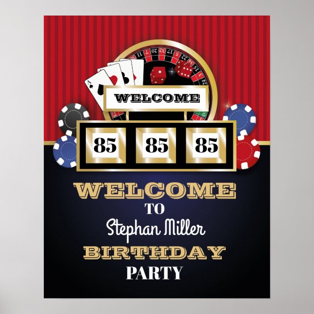 Las Vegas Casino Night Birthday Party Poster (Front)