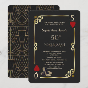 Las Vegas Casino Night Great Gatsby Birthday Invitation