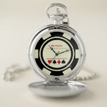 Las Vegas Casino Poker Chip Black Ivory Pocket Watch<br><div class="desc">This ivory white and black poker chip style watch would make a fantastic gift for yourself or for the casino loving person in your life. Personalise the design with a name.</div>