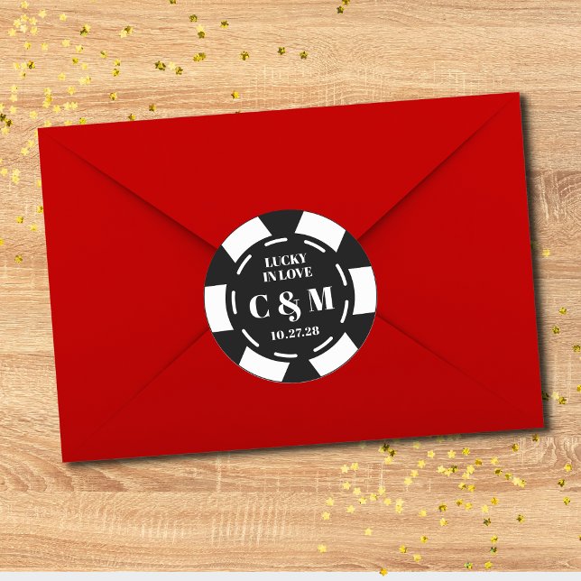 Las Vegas Casino Poker Chip Wedding Save The Date Classic Round Sticker (Creator Uploaded)