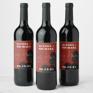 Las Vegas Casino Skyline Playing Card Wedding Wine Label