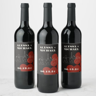 Las Vegas Casino Skyline Playing Card Wedding Wine Label