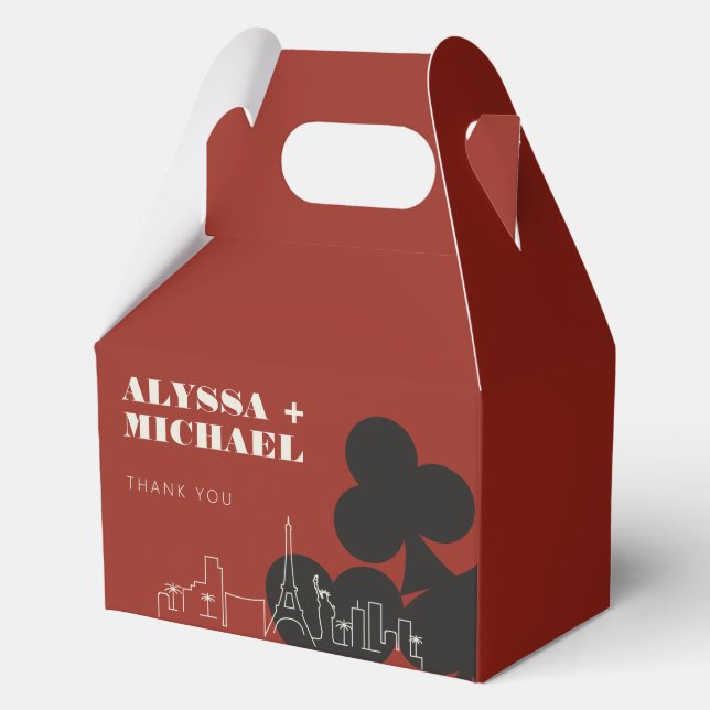 Las Vegas Casino Skyline Wedding Favour Box (Back)