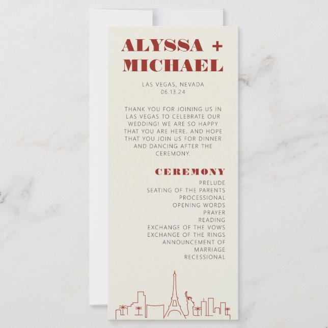 Las Vegas Casino Skyline Wedding Program (Front)