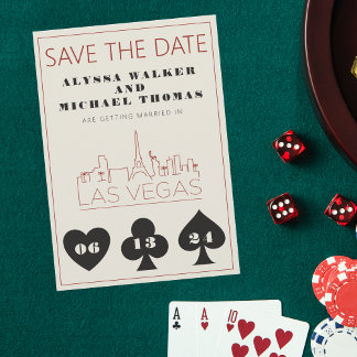 Las Vegas Casino Skyline Wedding Save The Date Invitation