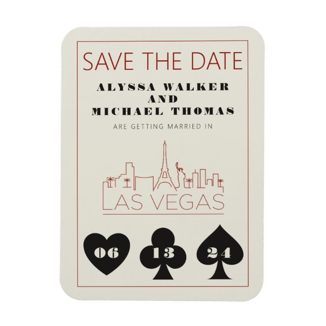 Las Vegas Casino Skyline Wedding Save The Date Magnet (Vertical)