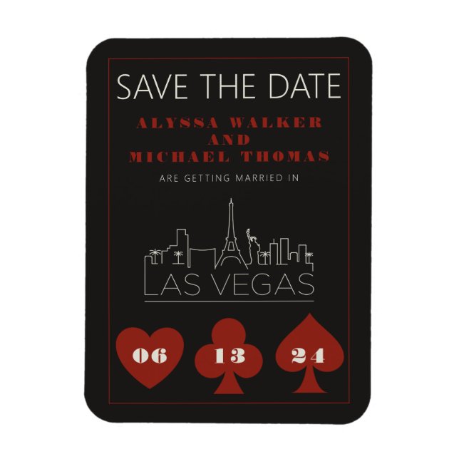 Las Vegas Casino Skyline Wedding Save The Date Magnet (Vertical)