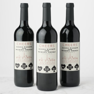 Las Vegas Casino Skyline Wedding Wine Label