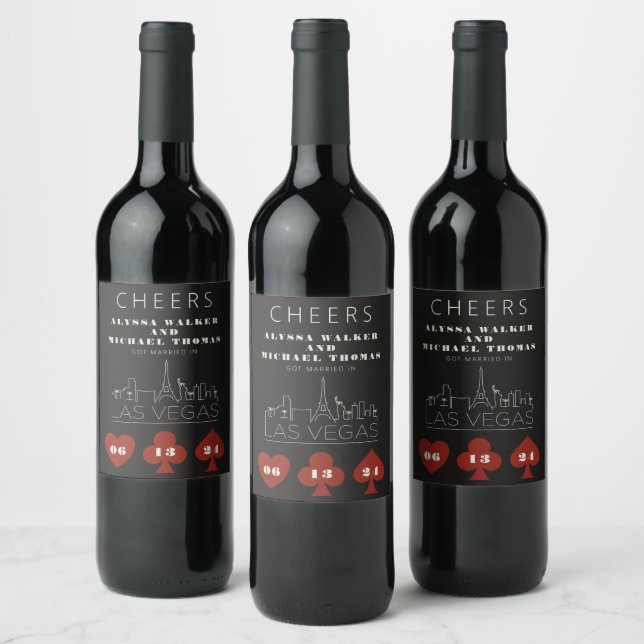 Las Vegas Casino Skyline Wedding Wine Label (Bottles)