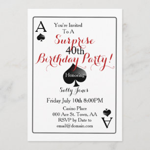 Las Vegas Casino Surprise Birthday Party Invitation