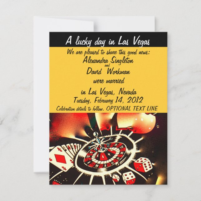 Las Vegas Casino Theme Marriage Announcement (Front)