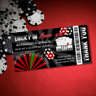 Las Vegas Casino Ticket Wedding  Thank You Card