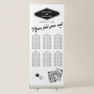 Las Vegas Casino Wedding Black White Seating Chart Retractable Banner