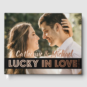 Las Vegas Casino Wedding Photo Black & Gold Guest Book